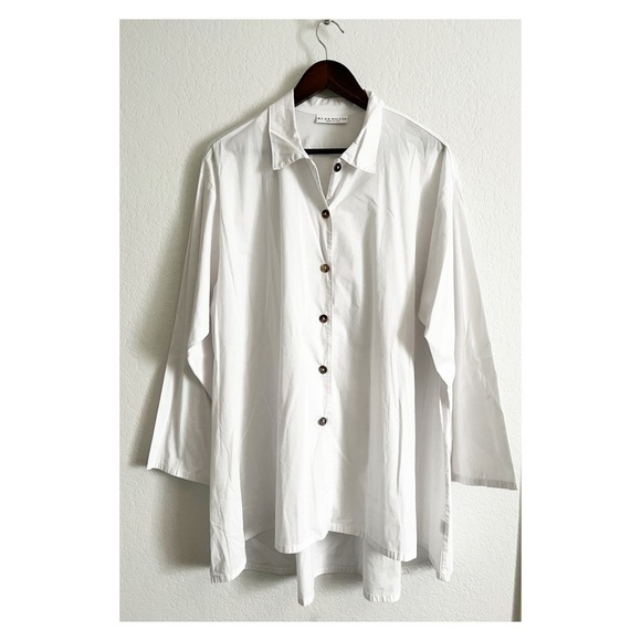 Bryn Walker Oversized Lagenlook Button Down Tunic Top Cotton Blend - Picture 2 of 10